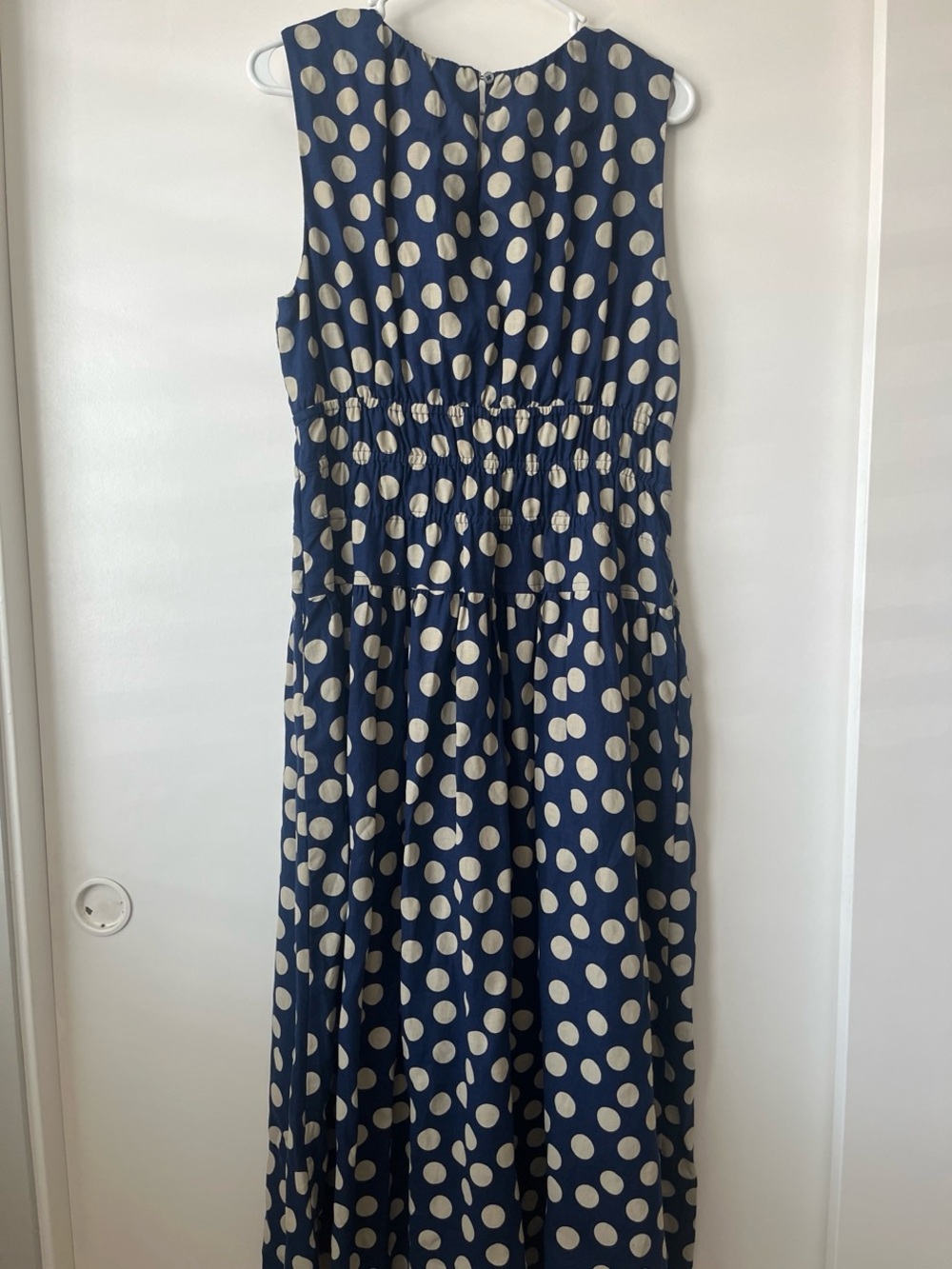 J. Crew Blue Polka Dot Maxi Dress, made from Linen